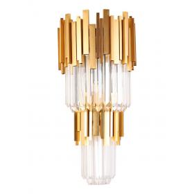 Arandela Moderna de Cristal com Estrutura Dourada 3 Lâmpadas DOUR