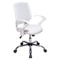 Cadeira Executiva Base Giratória Cromada Delli Branca - Design Chair - Perfil
