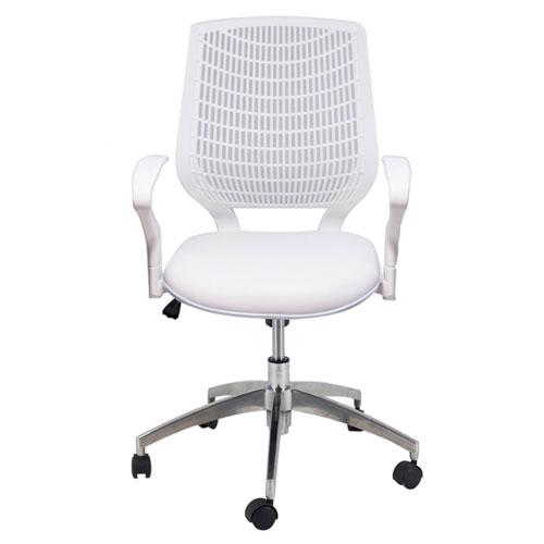 Cadeira Executiva Base Giratória Alumínio Delli Branca - Design Chair - frente