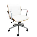 Cadeira Diretor Eames Office Elite Chair - Madeira Imbuia Vinil Branco