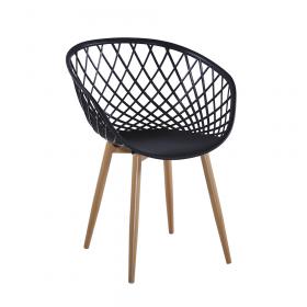 Cadeira Decorativa Web Furadinha Pé de Madeira Preta