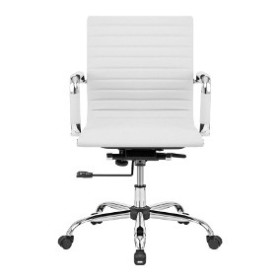 Cadeira Diretor Base Giratória Cromada Eames Office Branca - Design Chair - frente