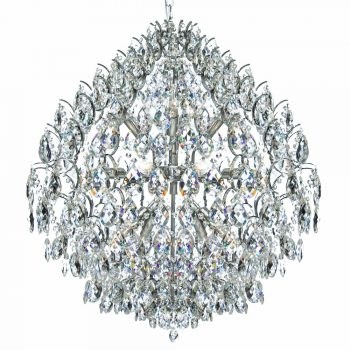 Lustre Moderno de Cristal Transparente e Estrutura em Metal Cromado 24 Lâmpadas - JLR