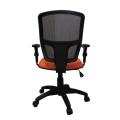 Cadeira Diretor Ergonômica Base Giratória Nylon Tela Mesh Cayman- Design Chair - costas - assento laranja 