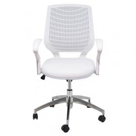 Cadeira Executiva Base Giratória Alumínio Delli Branca - Design Chair - frente